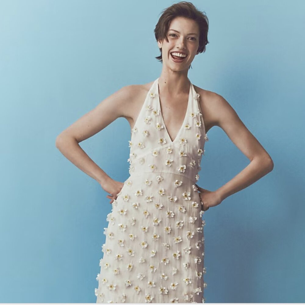 J.Crew Collection Embellished Halter Midi Dress - NWT